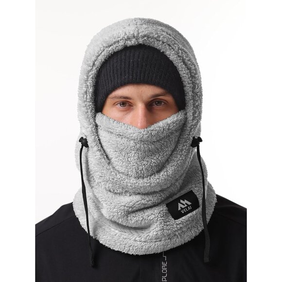 Fleece Balaclava Ski Grey Mask Men Women Winter Face Mask Windproof Hood Neck - Picture 2 of 7